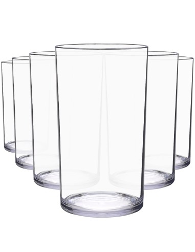 JUEGO DE 6 VASOS TUBO 600 ml. - FABRICADOS EN POLICARBONATO.