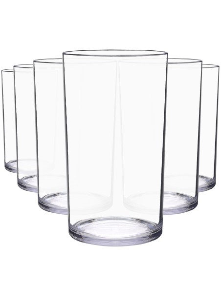 JUEGO DE 6 VASOS TUBO 600 ml. - FABRICADOS EN POLICARBONATO.