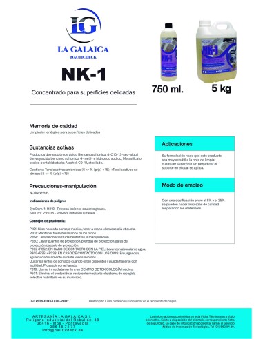 NK1 - CONCENTRADO ESPECIAL PARA SUPERFICIES DELICADAS - 5 L.