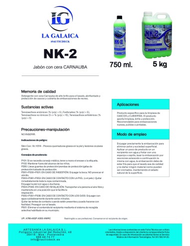 NK2 - ESPECIFICO PARA LA LIMPIEZA DE CASCOS Y CUBIERTAS EN EMBARCACIONES - 5 L.