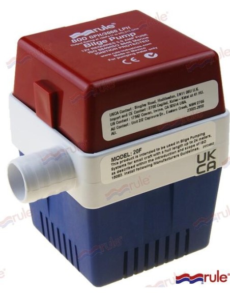 BOMBA DE ACHIQUE SUMERGIBLE RULE - 800 GPH - 12 V.