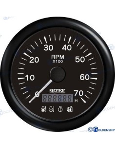 RELOJ CUENTAVUELTAS C/4 LED ALARMA 0/7000 RPM - NEGRO