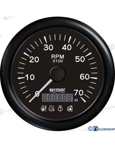 RELOJ CUENTAVUELTAS C/4 LED ALARMA 0/7000 RPM - NEGRO