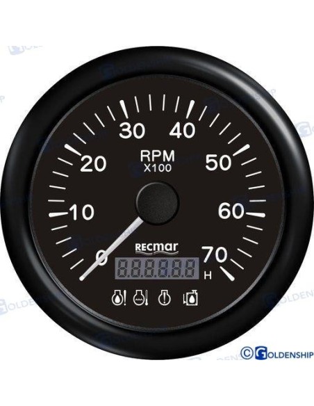 RELOJ CUENTAVUELTAS C/4 LED ALARMA 0/7000 RPM - NEGRO