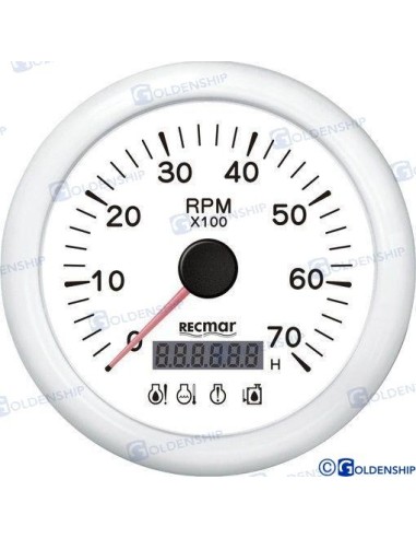 RELOJ CUENTAVUELTAS C/4 LED ALARMA 0/7000 RPM - BLANCO