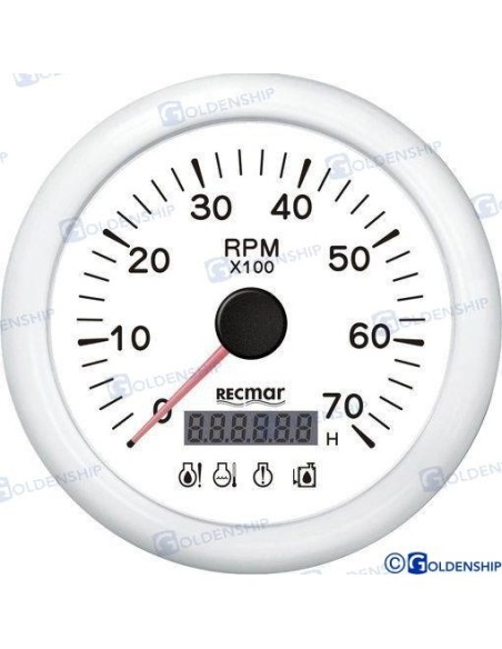 RELOJ CUENTAVUELTAS C/4 LED ALARMA 0/7000 RPM - BLANCO